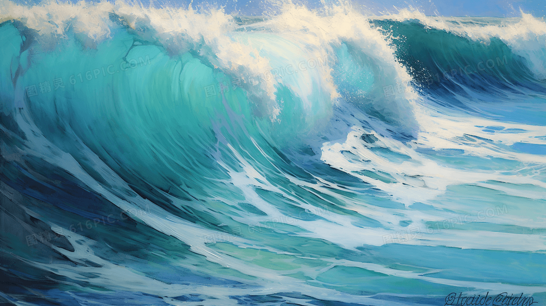 蓝色夏季清凉海边度假插画