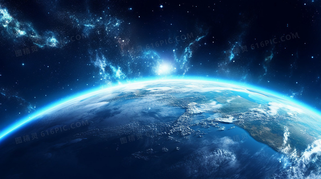 大气蓝色科技地球星球表面背景