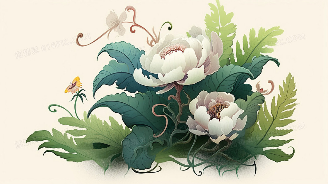 美丽的扶桑花平面插图