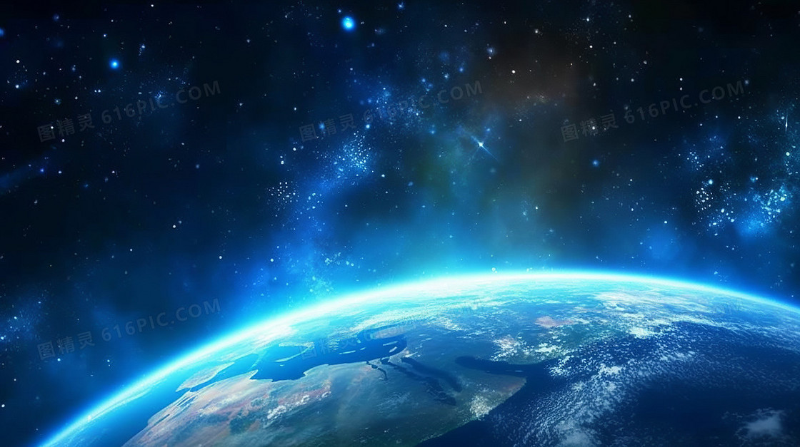大气蓝色科技地球星球表面背景