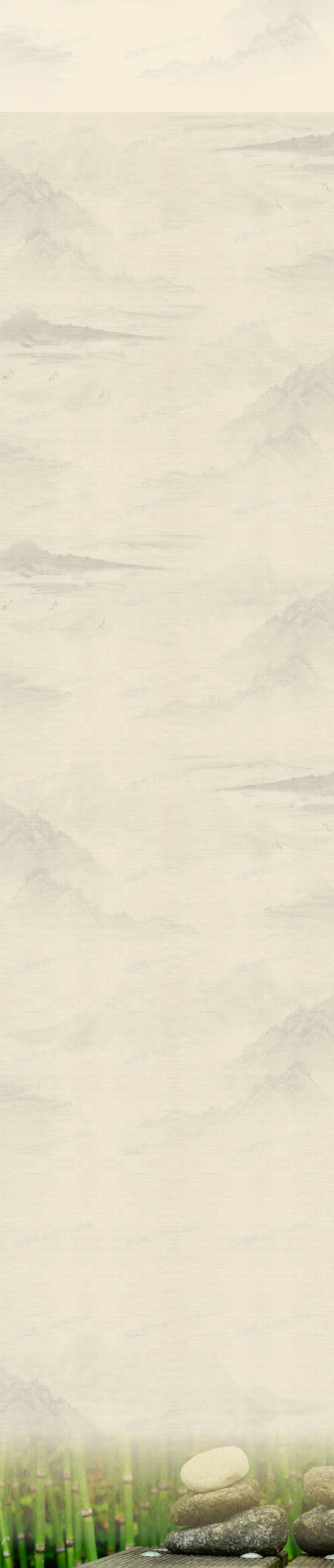 中国风水墨山水牛皮纸店铺背景