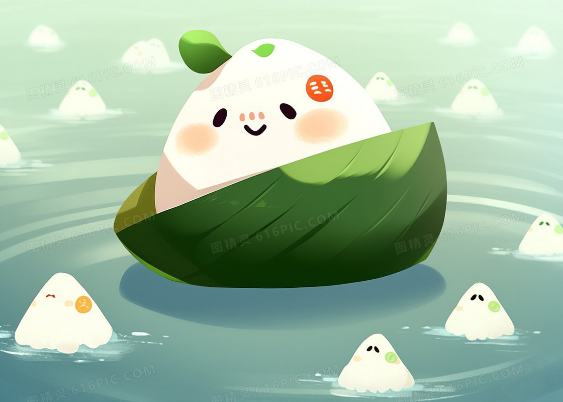 端午节可爱粽子创意造型概念插画