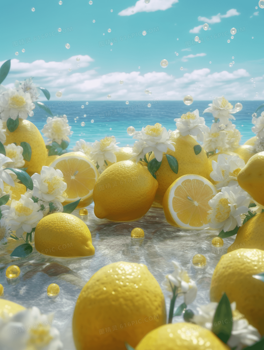 夏季清凉柠檬创意插画
