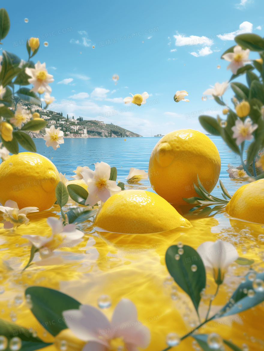 夏季清凉柠檬创意插画