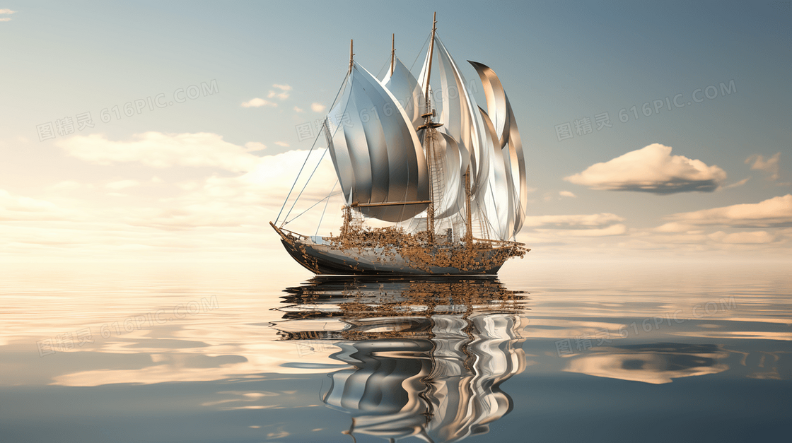 创意航海帆船插画