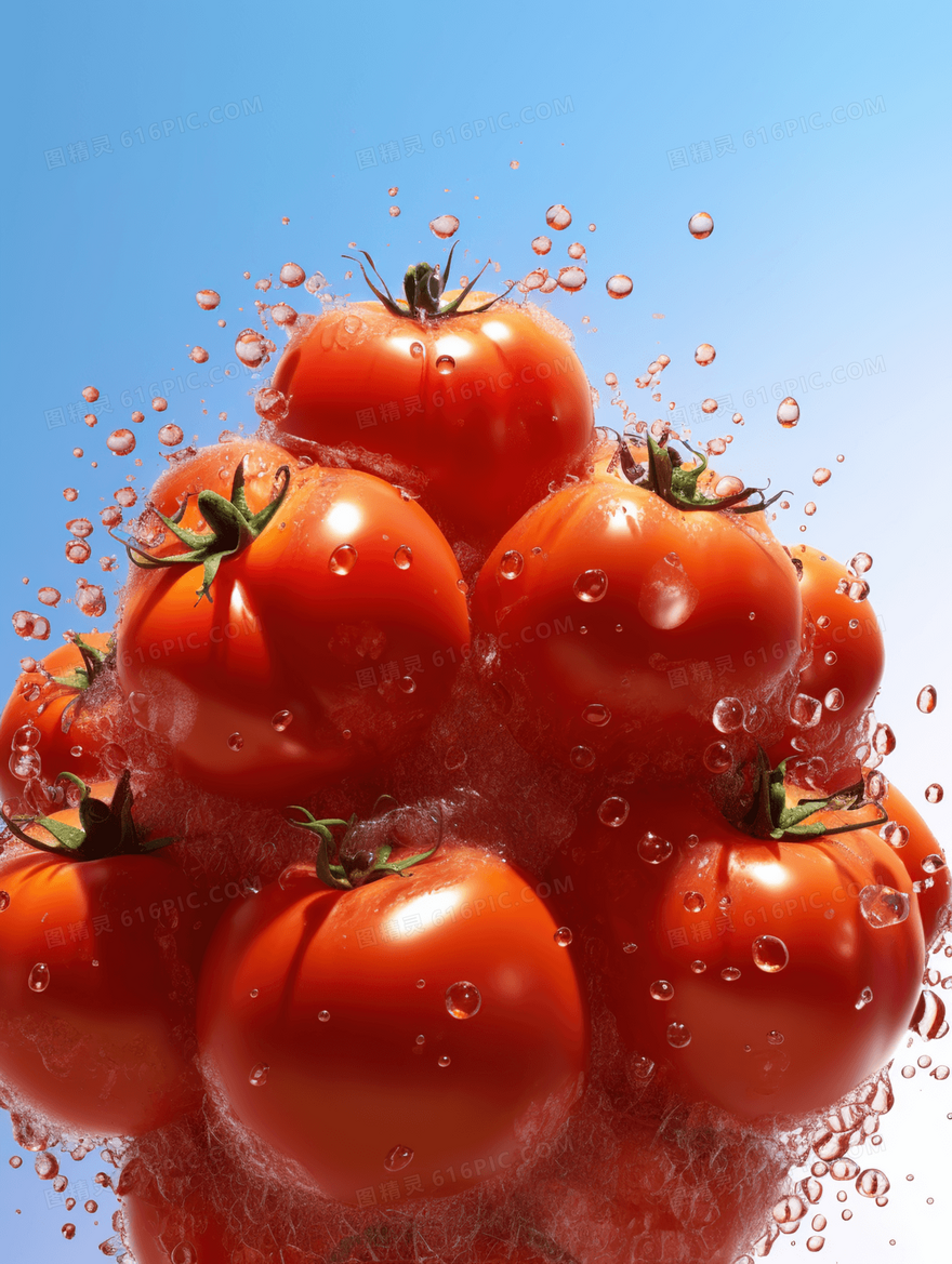 彩色创意西红柿水果漂浮广告