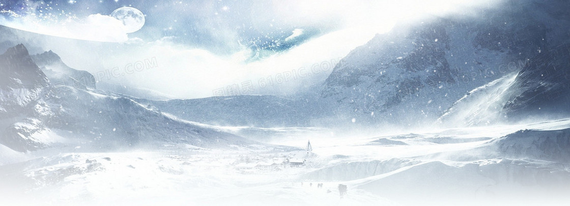 淘宝冬季服饰雪景背景banner