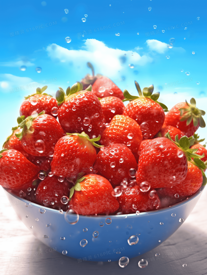 夏季清凉创意草莓水果插画