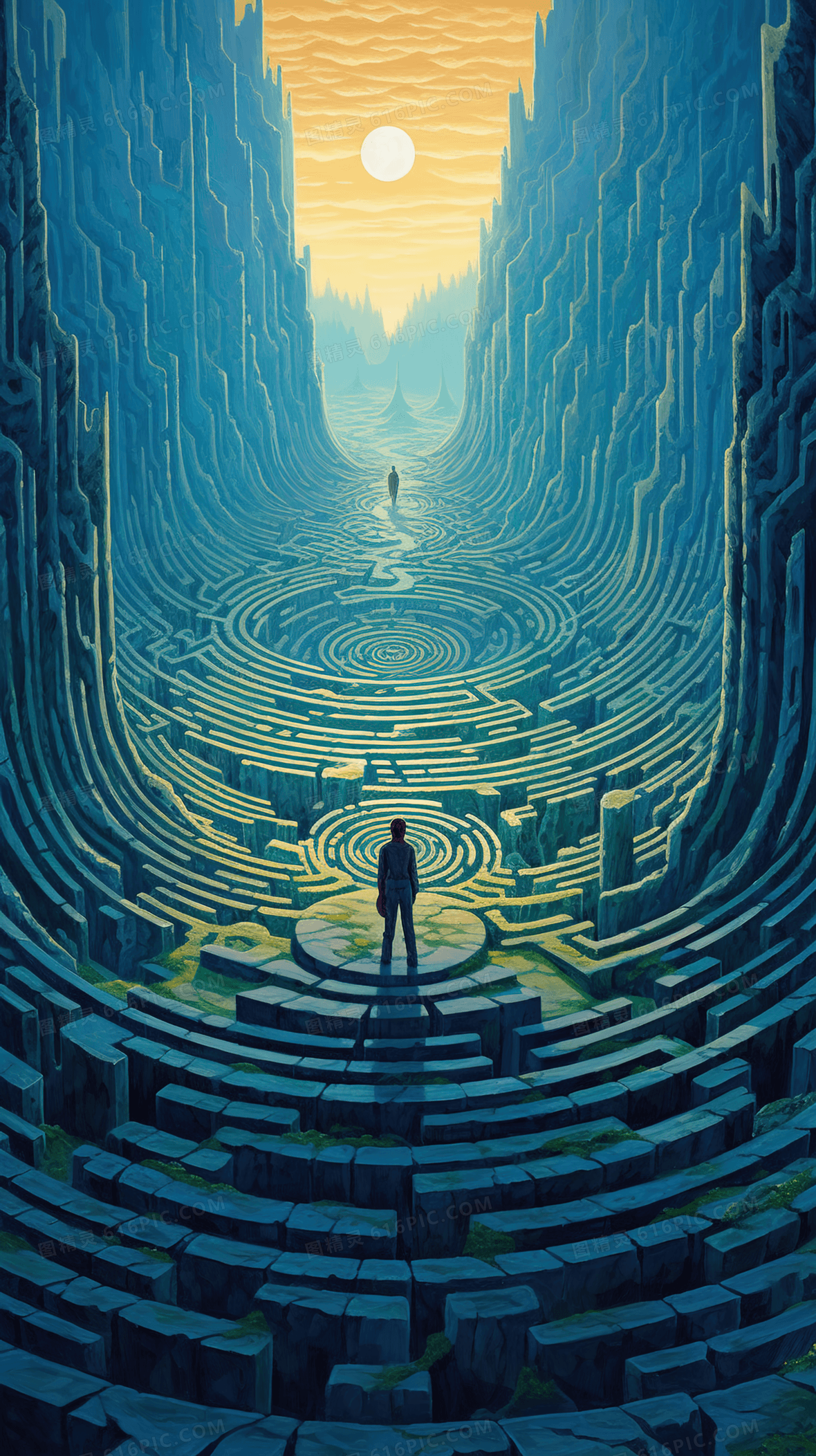 彩色唯美无尽虚空人物插画背景图片