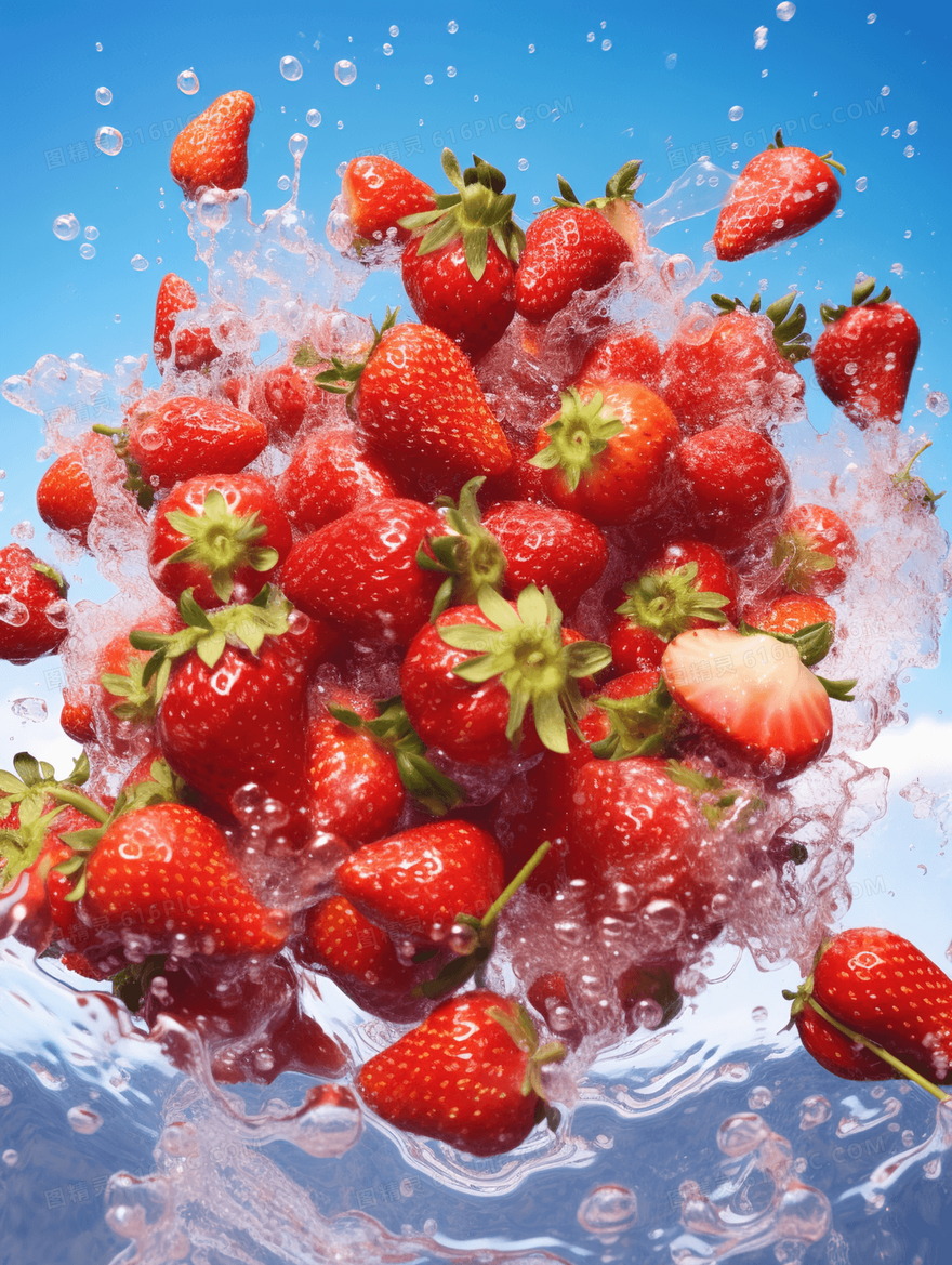 夏季清凉创意草莓水果插画