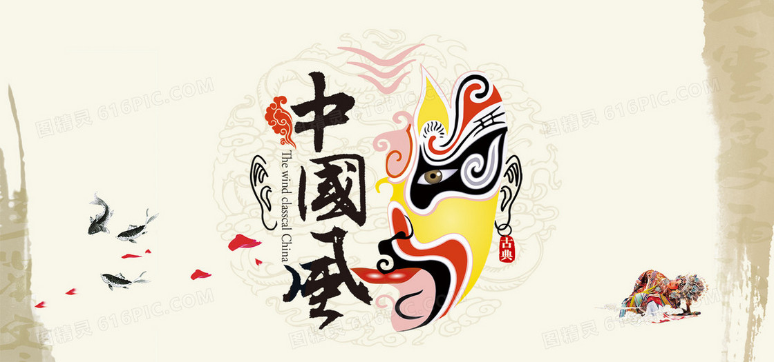 中国风脸谱艺术背景
