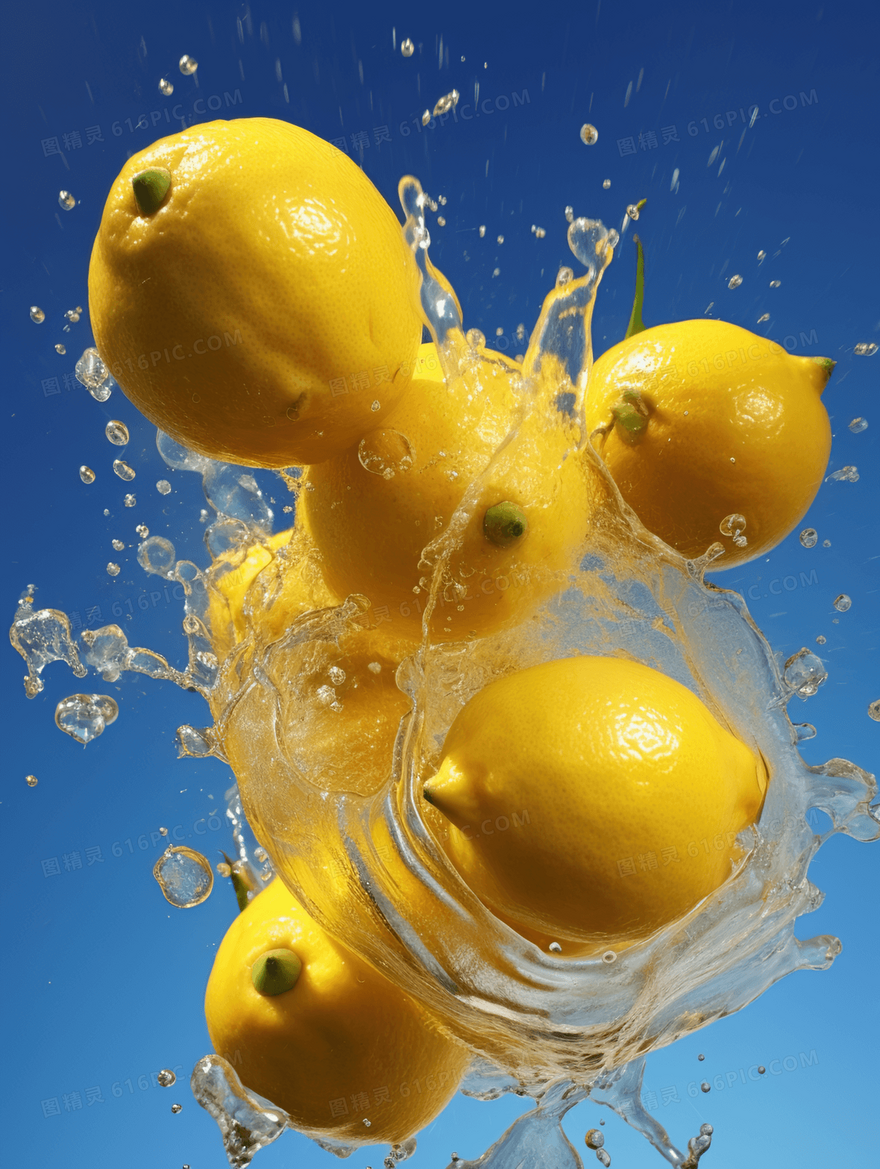 夏季清凉创意漂浮柠檬水果广告