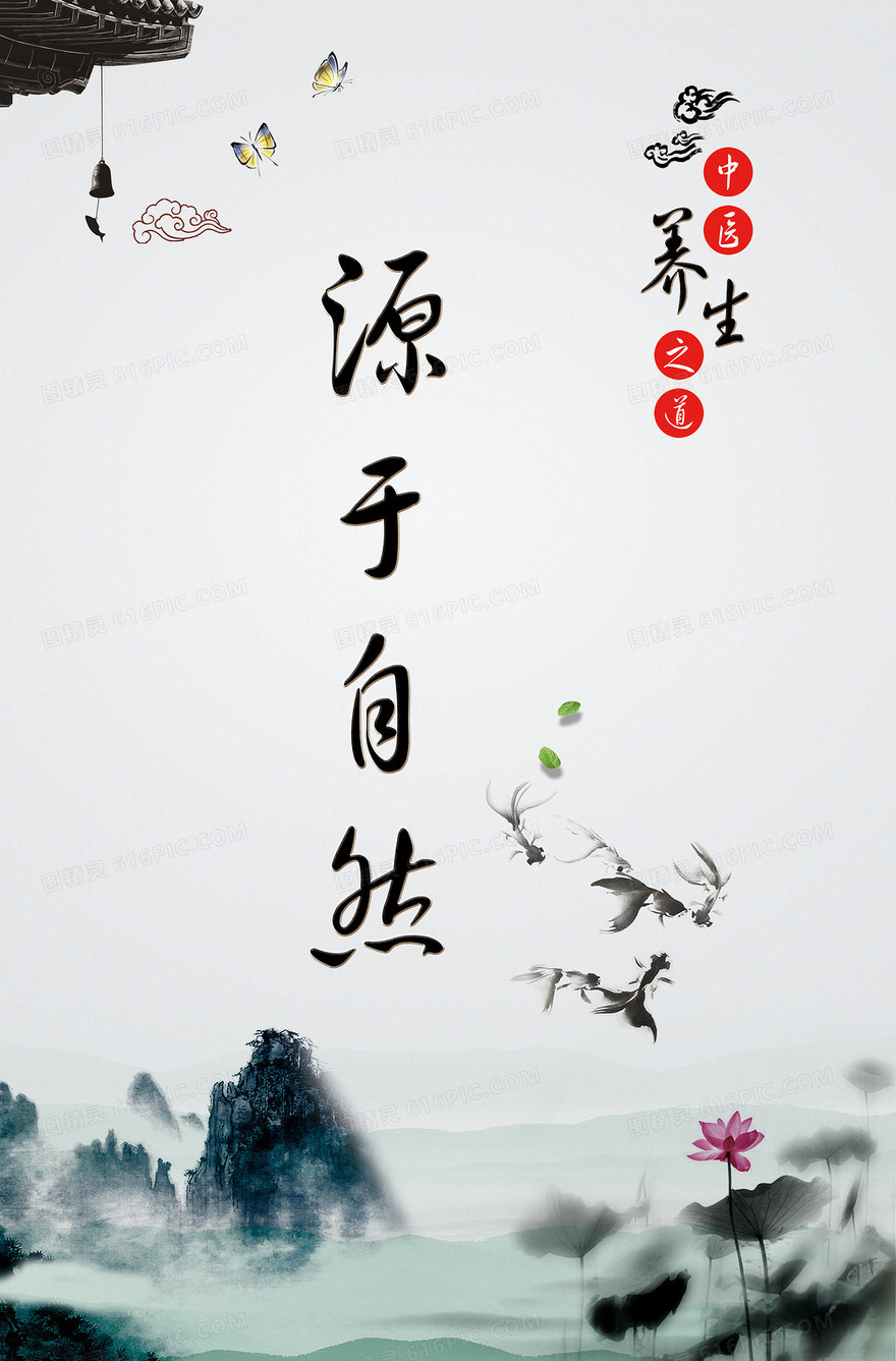 中国风水墨画中医养生海报