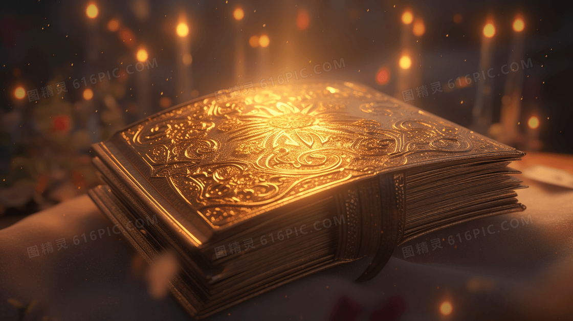 金色神秘魔法书籍