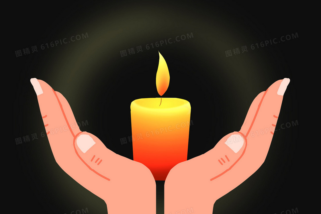 蜡烛祈福祈祷灾难纪念插画