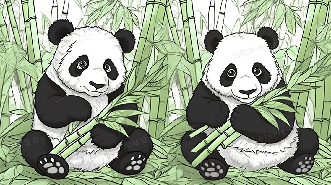 手绘国宝小熊猫插画