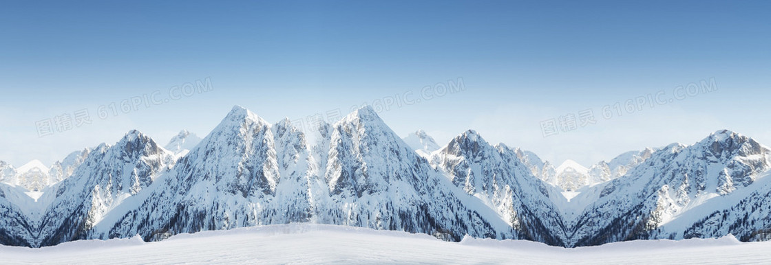 淘宝冬季雪山背景banner