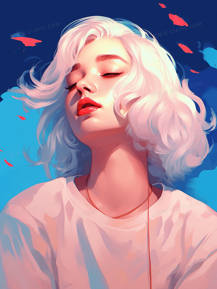青春时尚短发少女插画