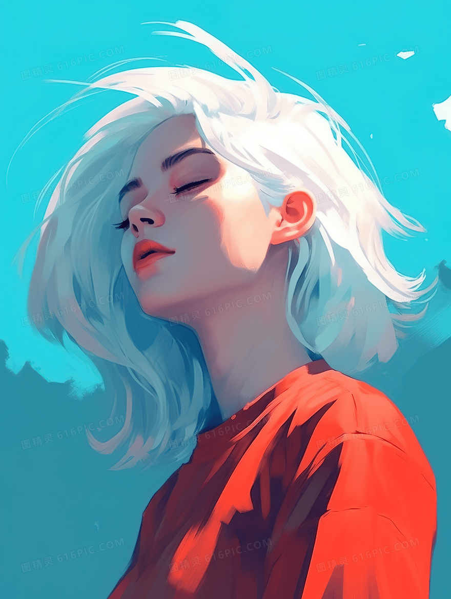 青春时尚短发少女插画