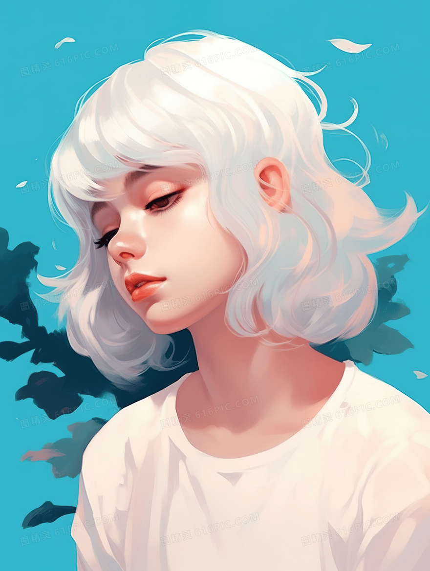 青春时尚短发少女插画