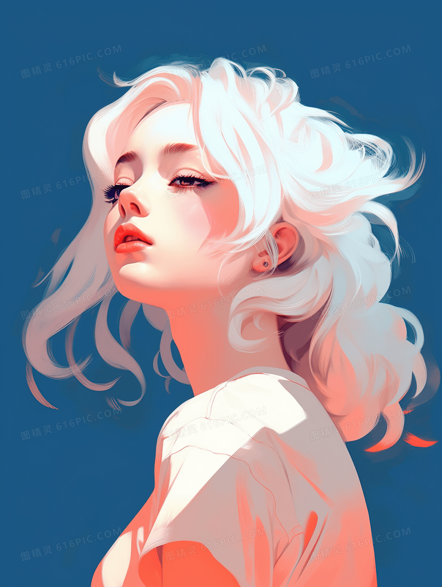 青春时尚短发少女插画