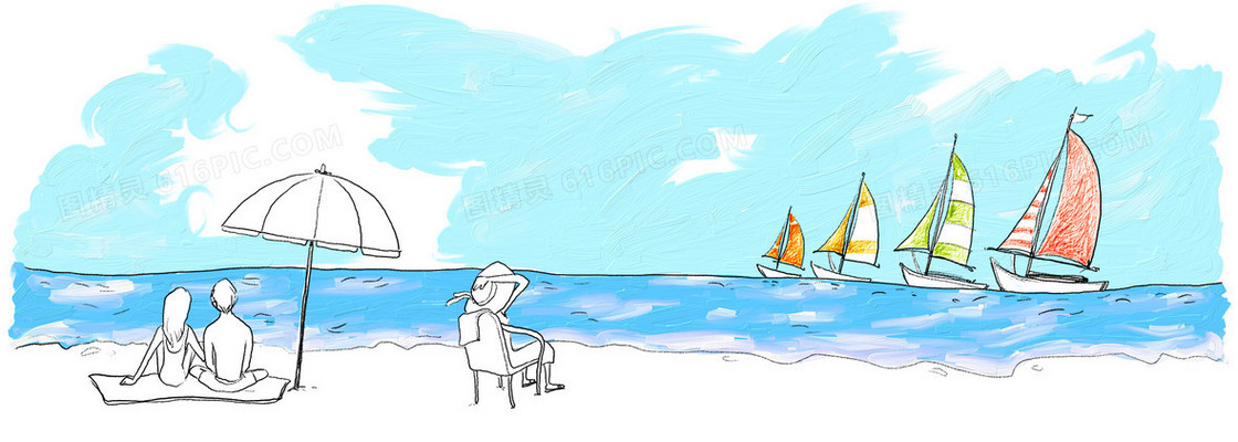 卡通漫画海上背景banner