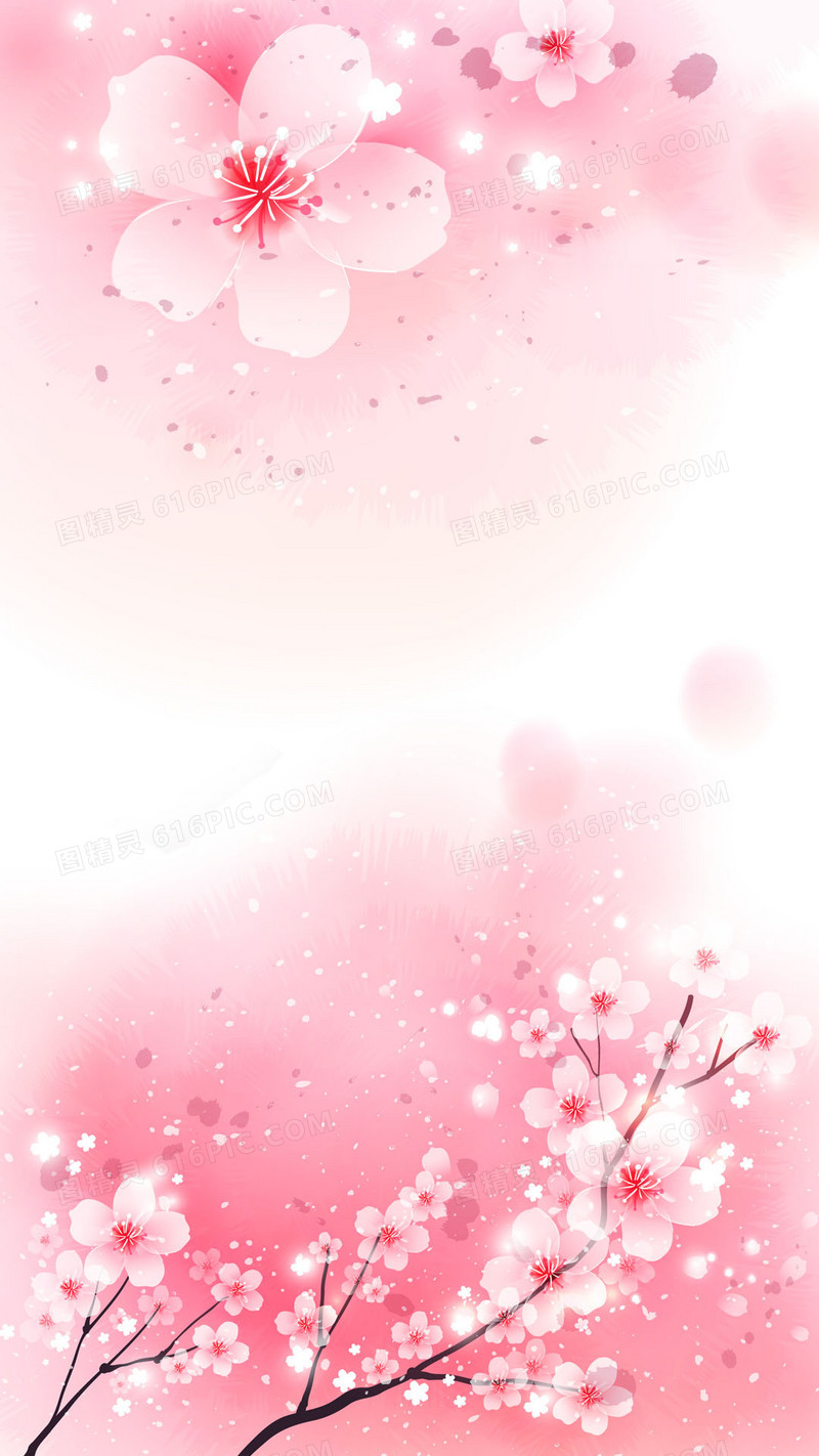 粉色唯美桃花节促销宣传H5背景素材