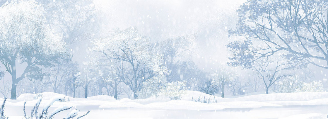 树林唯美雪景背景banner