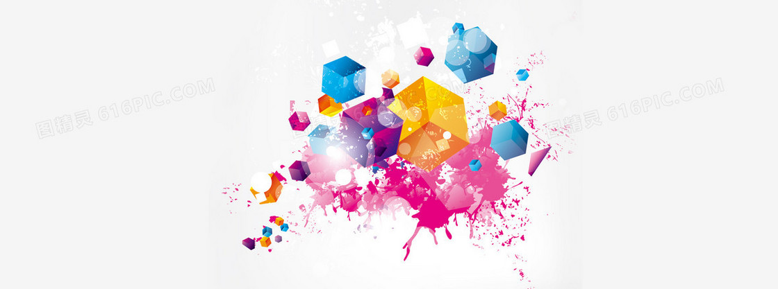 涂鸦彩色立体色块背景banner