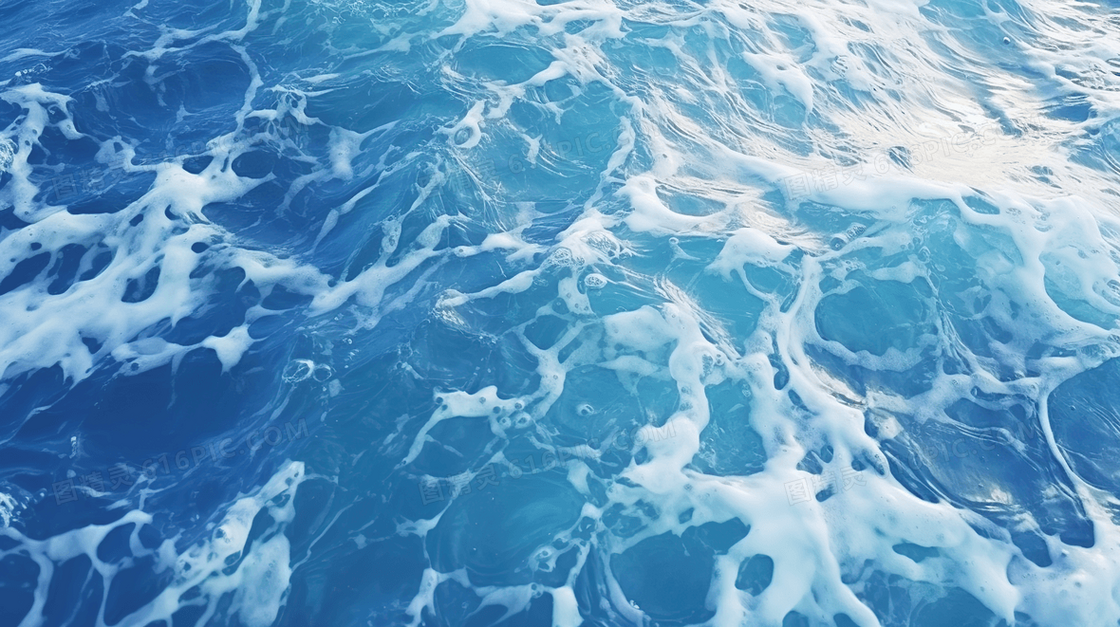 蓝色大海浪花风景图片