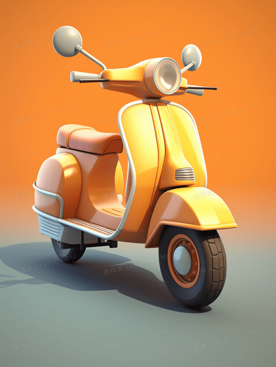3D立体C4D卡通电摩插画