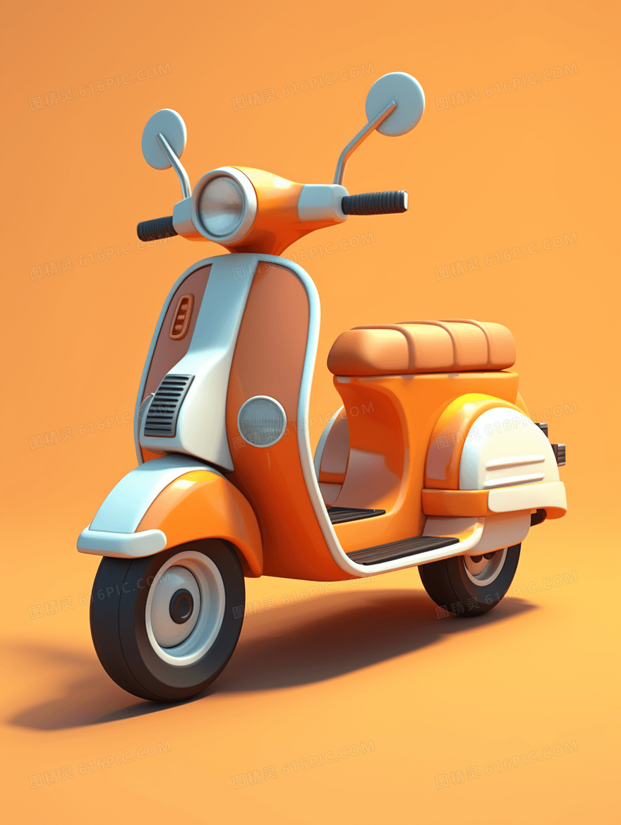 3D立体C4D卡通电摩插画