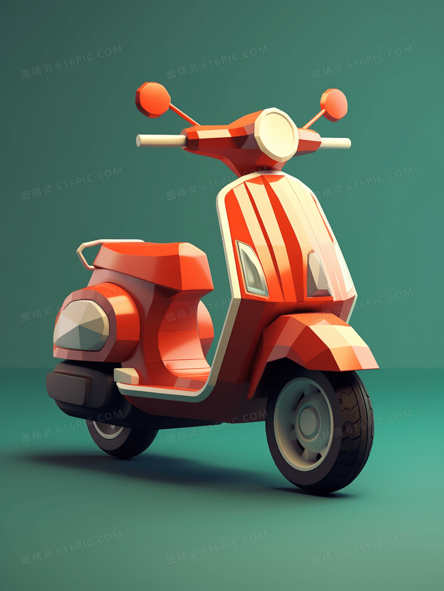 3D立体C4D卡通电摩插画