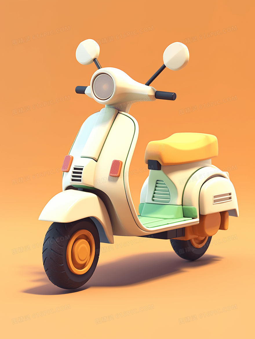 3D立体C4D卡通电摩插画