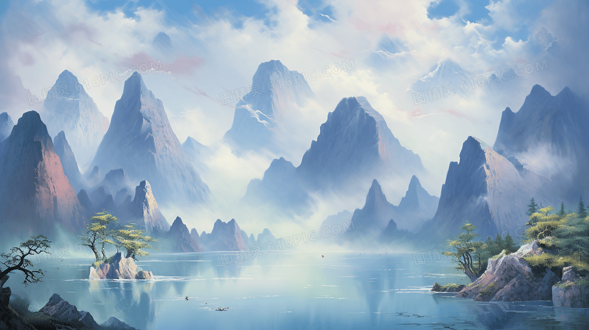 子扬水墨画 山水風景 水墨山水中国风背景图片下载_免费高清水墨山水中国风背景设计素材_第32