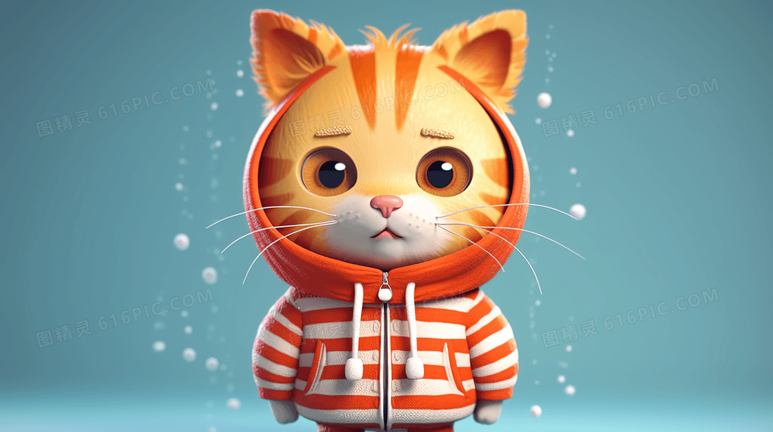 穿衣服的卡通宠物猫咪插画
