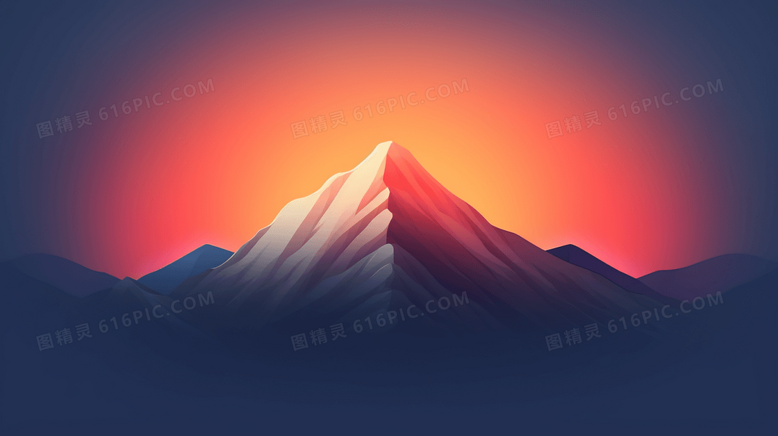 日出东山风景插画