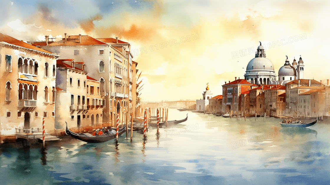 海上威尼斯城市街景图片
