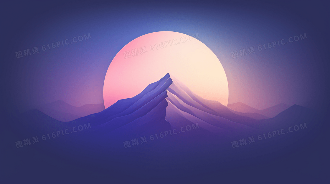 日出东山风景插画