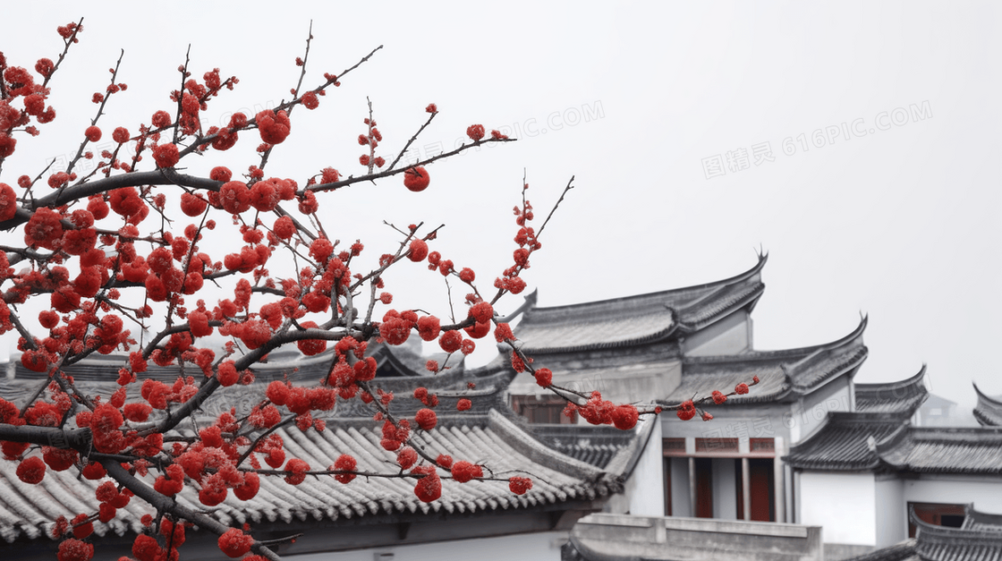 墙角上的一株梅花 