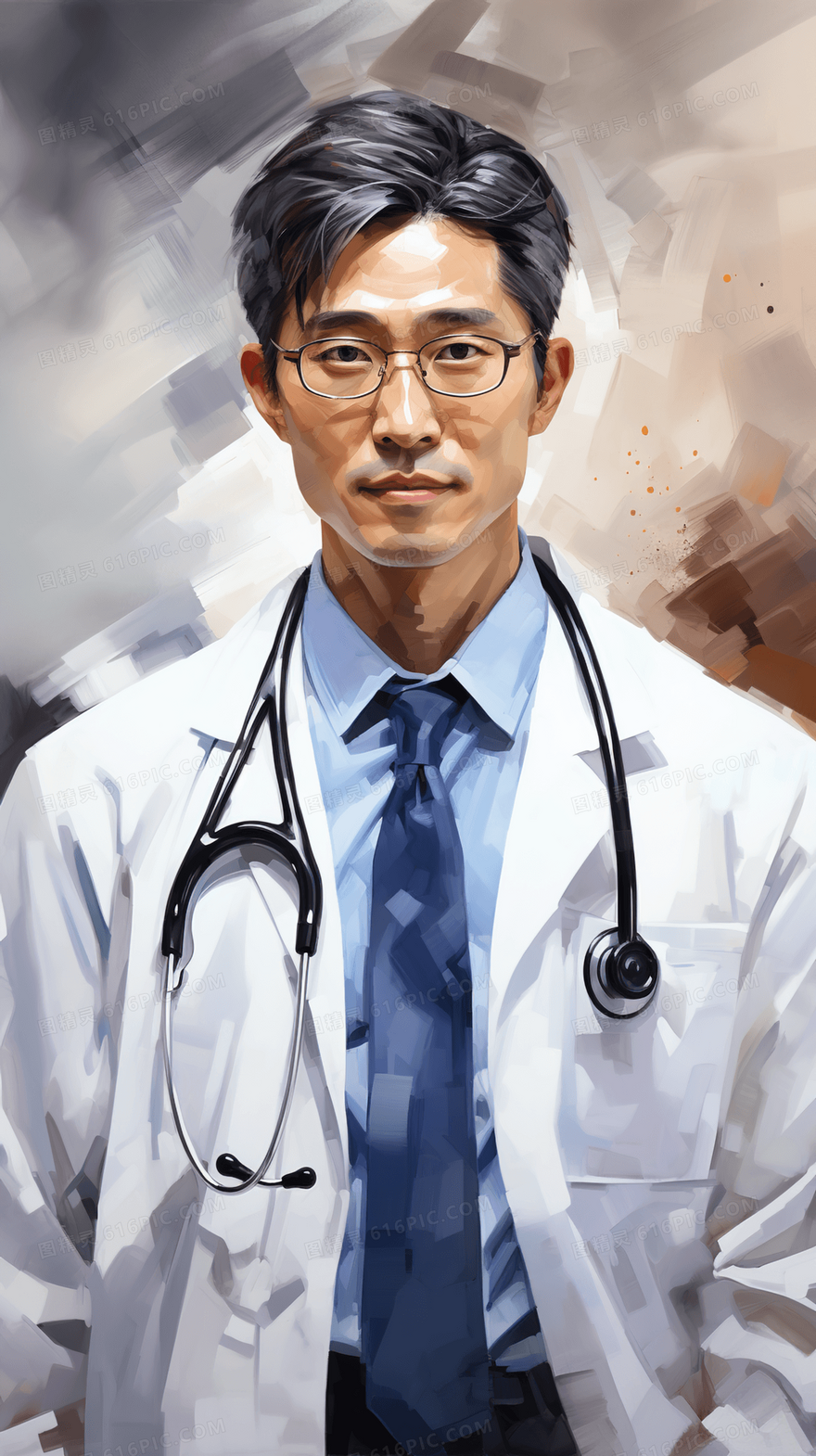中国医师节男医生肖像