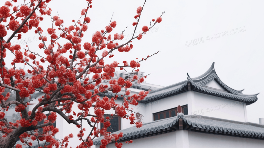 墙角上的一株梅花 
