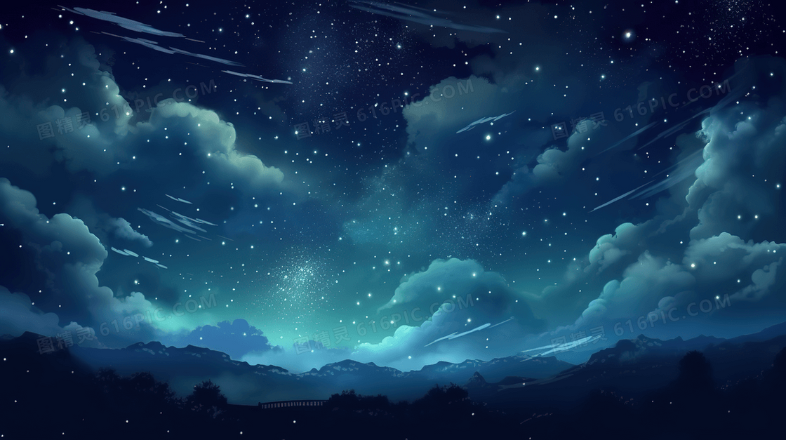 彩色唯美星空插画