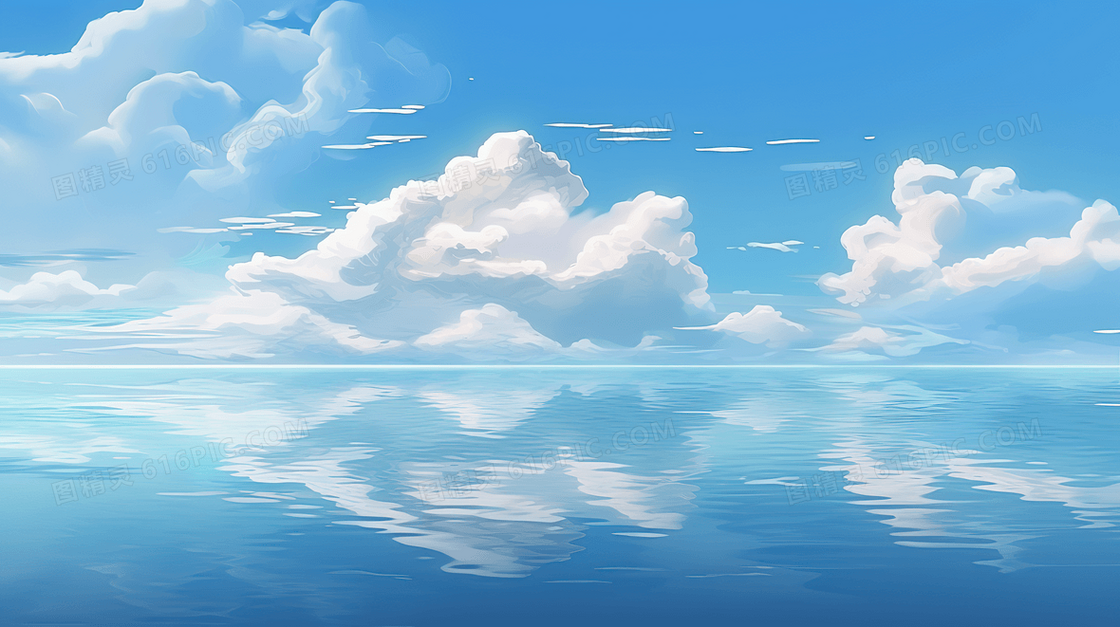 蓝色海天一色风景图片