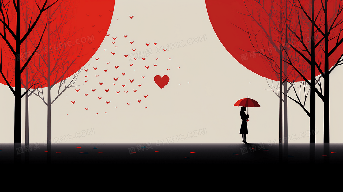 扁平极简风甜蜜爱情节日情人约会创意插画