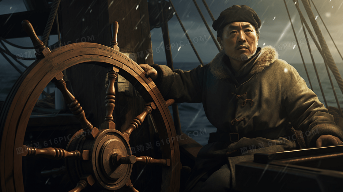 中国航海日掌舵手船长人物照片