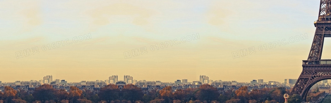 秋季秋装建筑背景banner