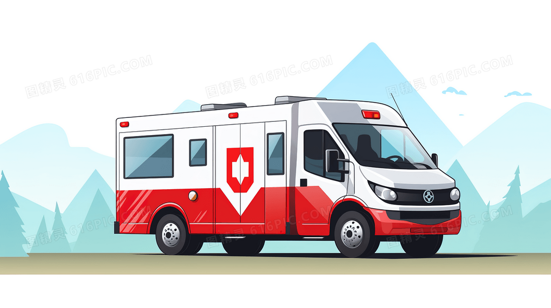 世界急救日卡通救护车插画