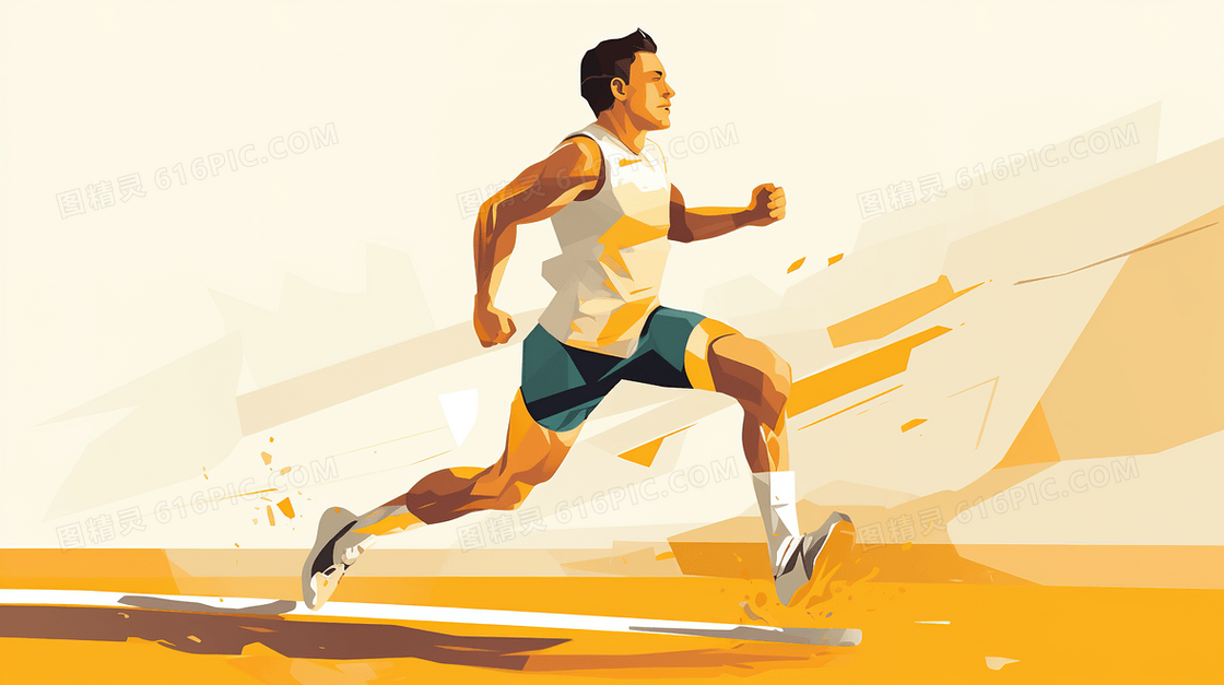 赛场上奔跑的运动员全民健身日插画