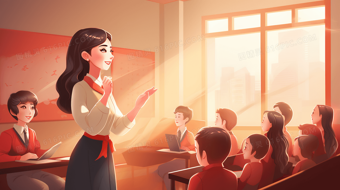 教授知识的老师教师节节日插画